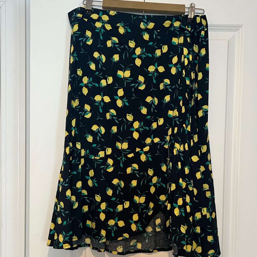 Banana Republic Asymmetrical Skirt with Yellow Floral Pattern